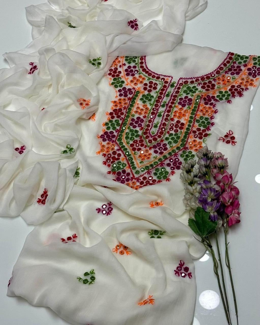 Thread & Mirror Work | Unstitched 2-piece