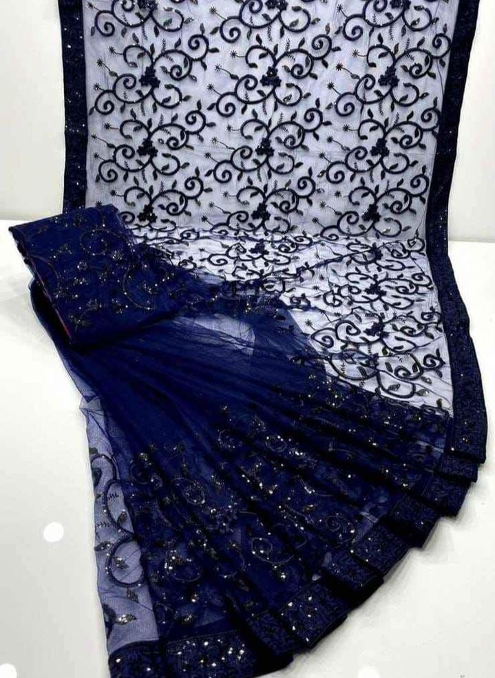 Net Sequence Saree | Semi Stitched