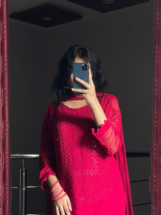 Shadow Mirror Work | Unstitched Shirt Dupatta 2 Piece