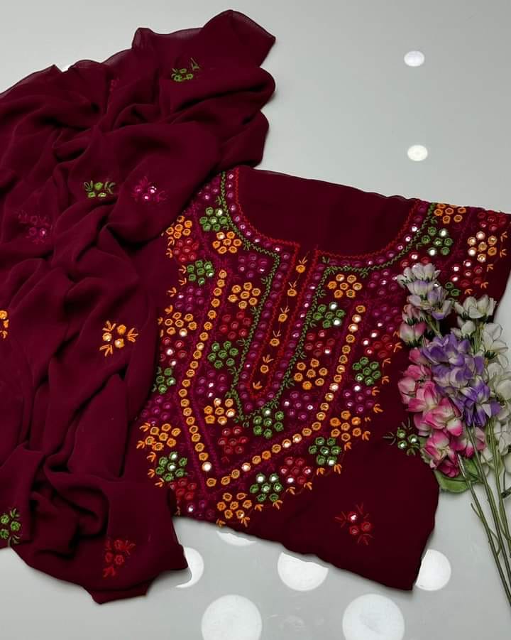 Thread & Mirror Work | Unstitched 2-piece