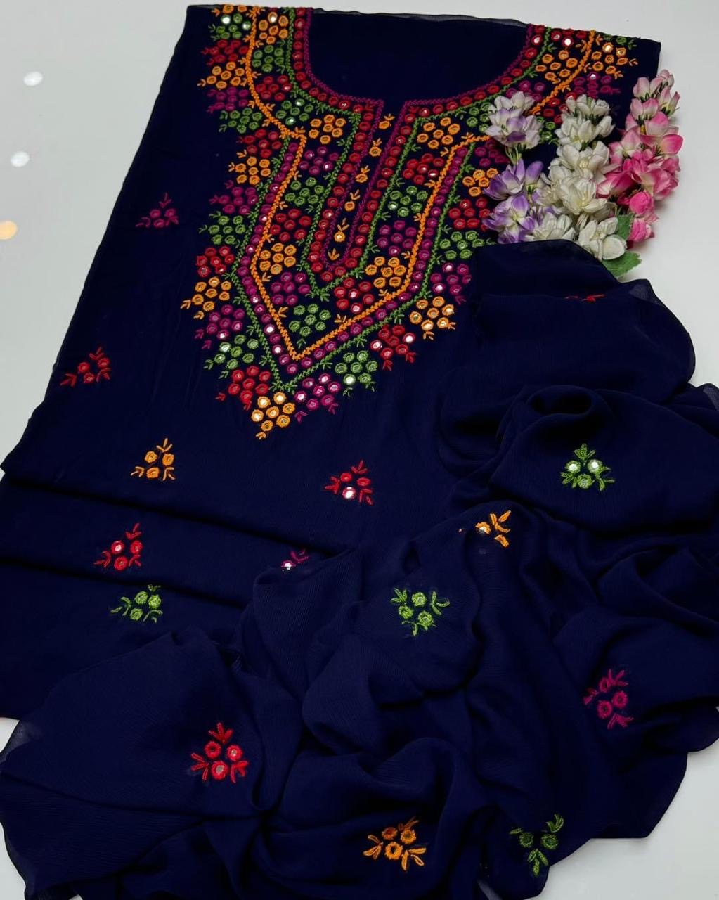 Thread & Mirror Work | Unstitched 2-piece