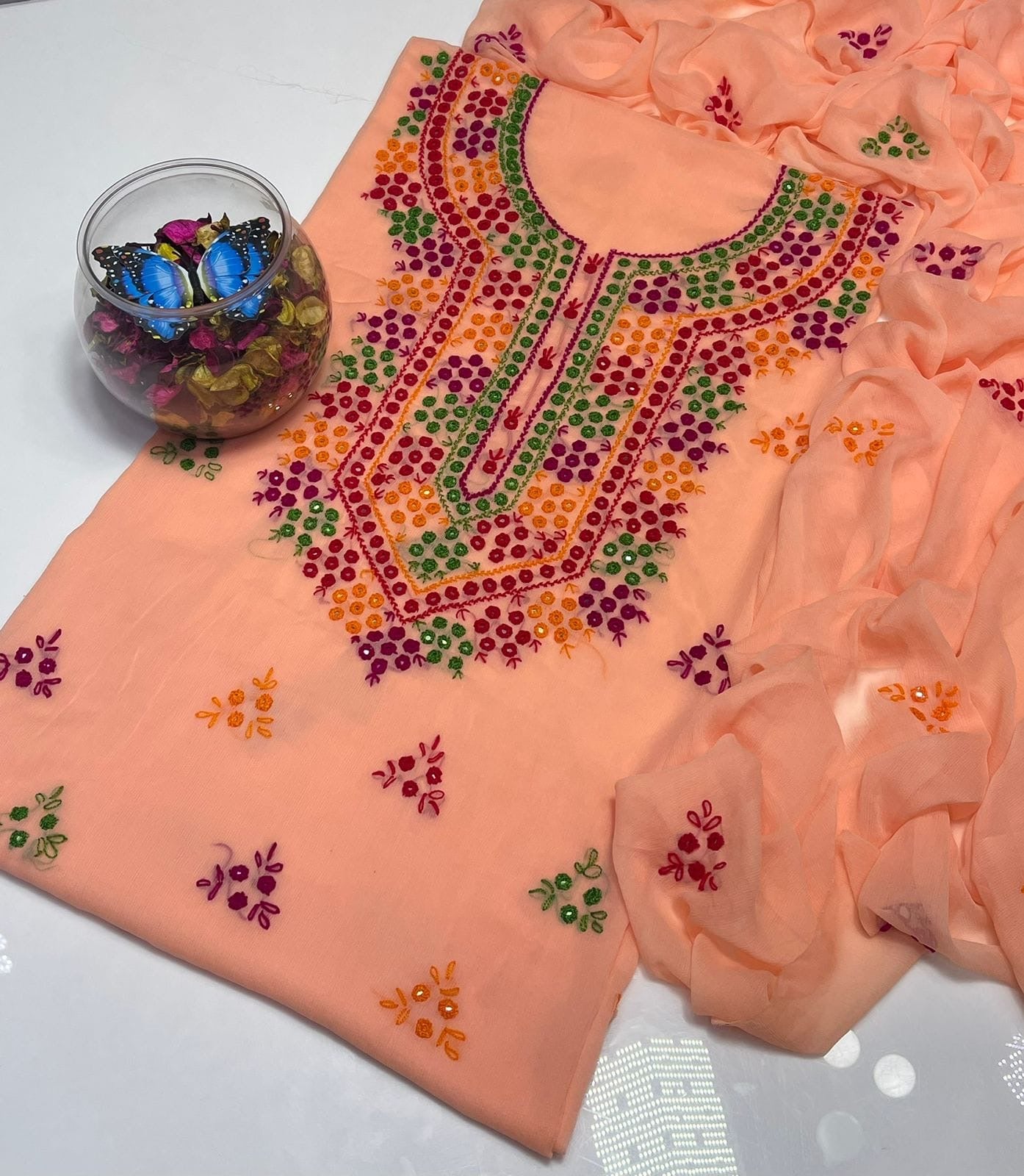Thread & Mirror Work | Unstitched 2-piece