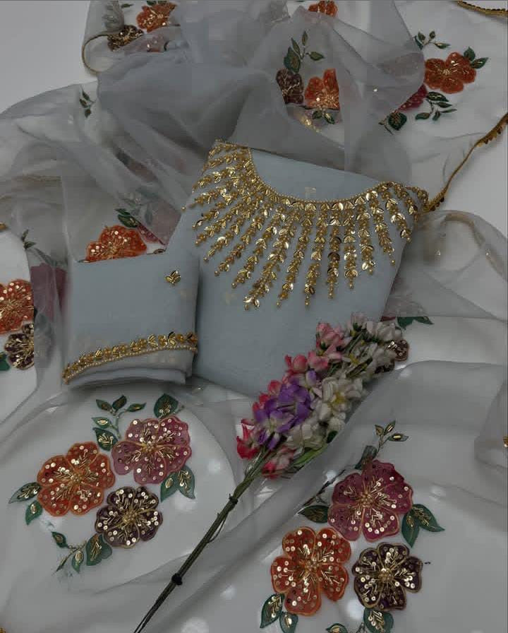 Handmade Stone Work HandPainted | Unstitched 2 Piece