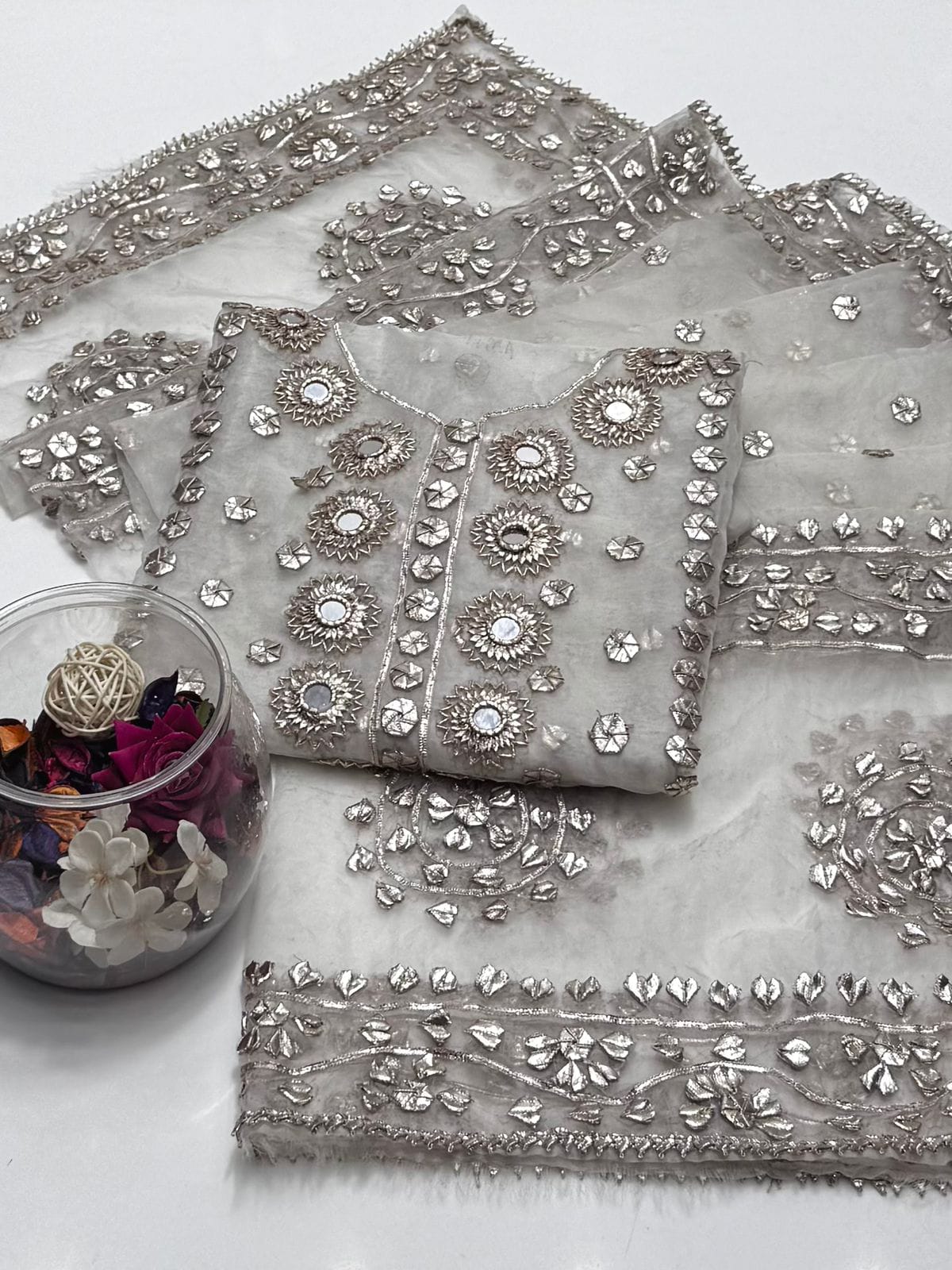 Gotta & Mirror Work | Unstitched 2 Piece
