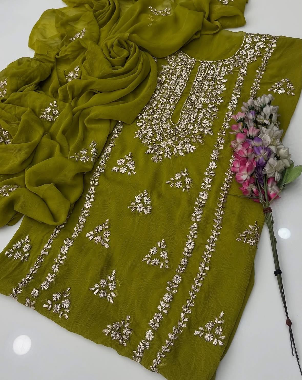 Gotta Kinari Work | Unstitched Shirt Dupatta 2 Piece