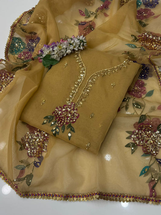 HandPainted Festive Wear | Unstitched Shirt Dupatta 2 Piece