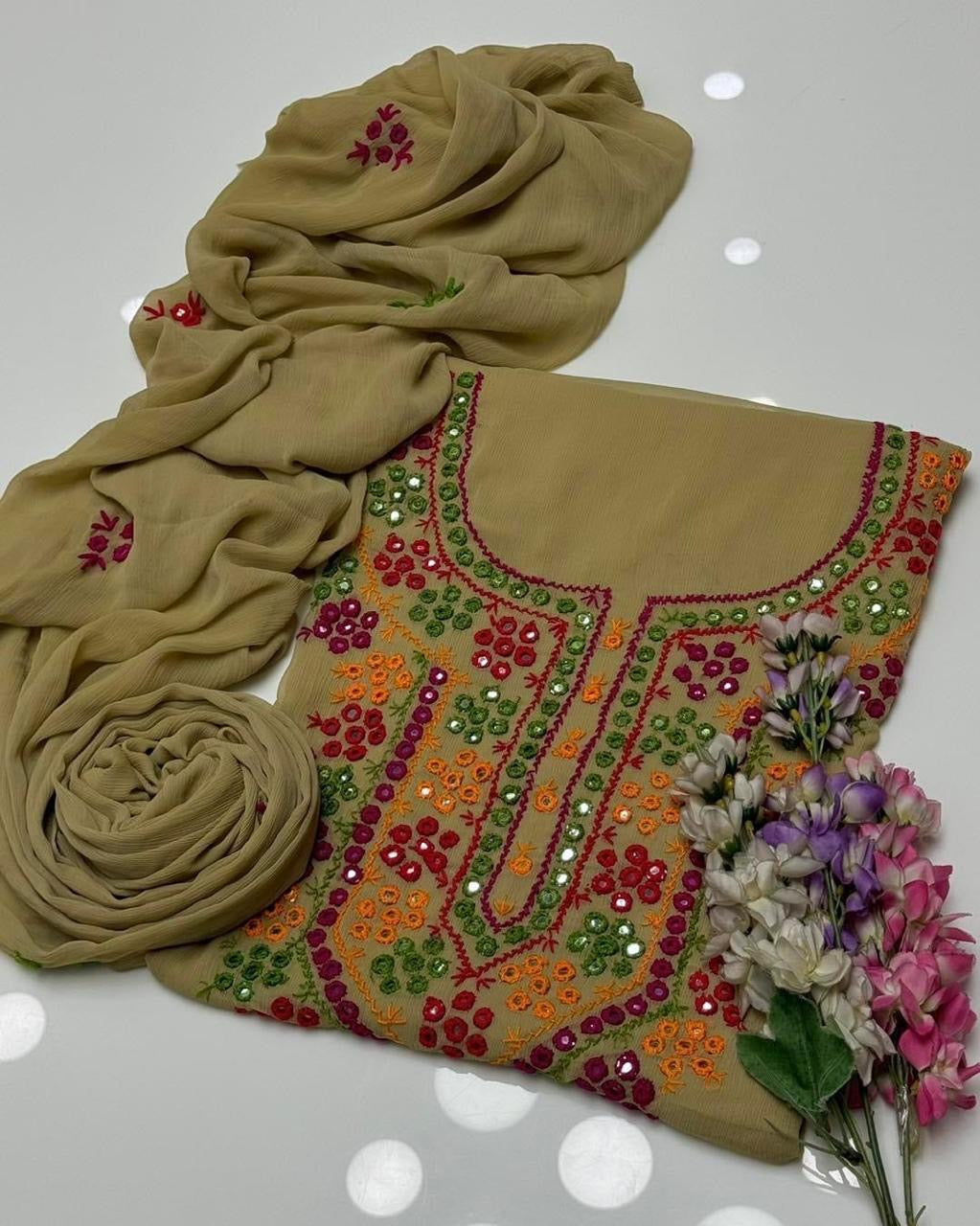 Thread & Mirror Work | Unstitched 2-piece