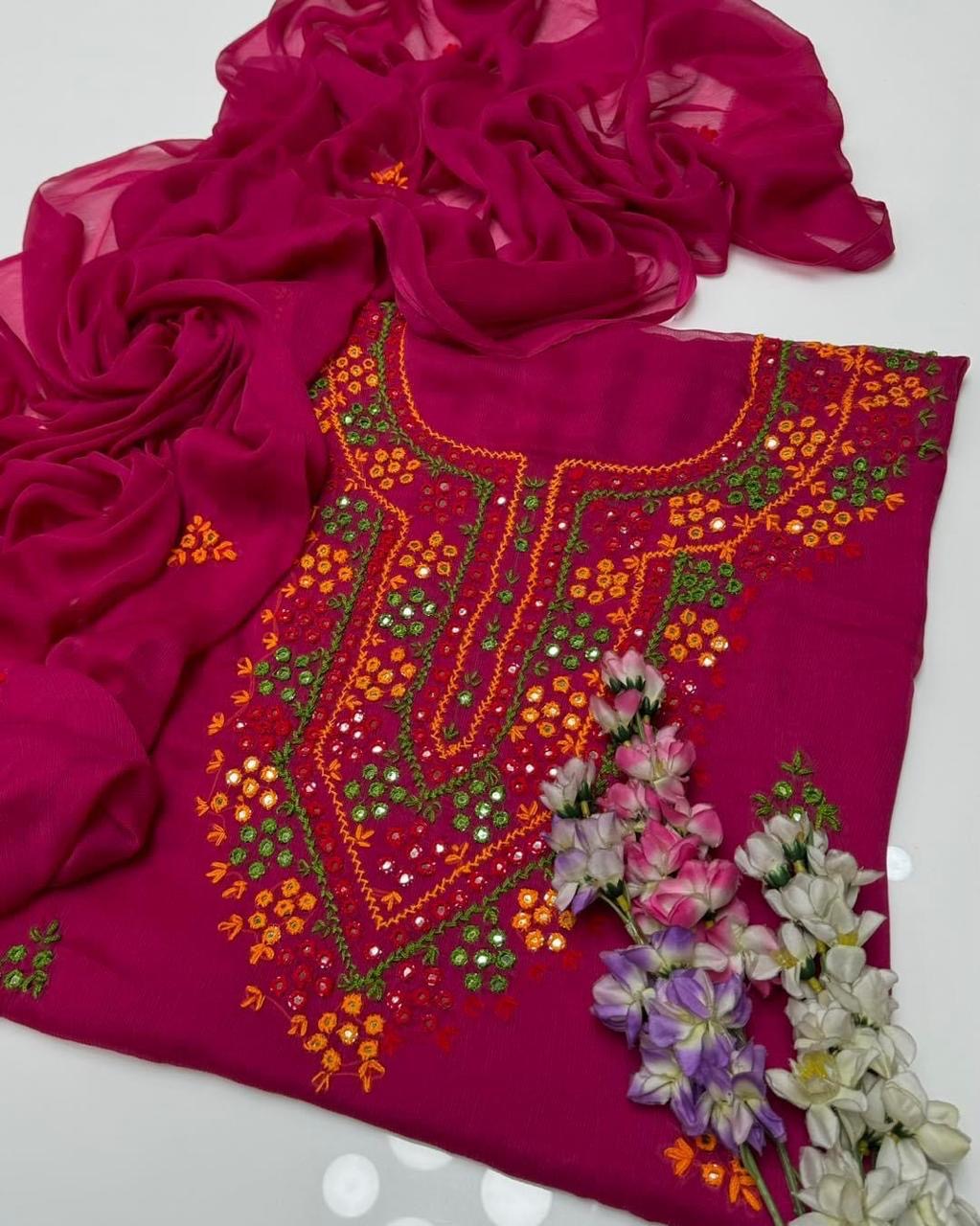 Thread & Mirror Work | Unstitched 2-piece