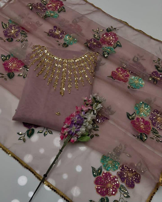 Handmade Stone Work HandPainted | Unstitched 2 Piece