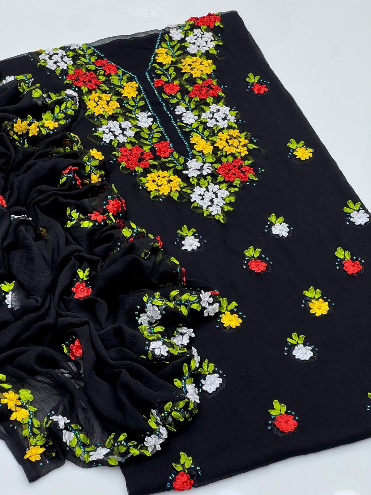 Ribbon Work | Unstitched Shirt Dupatta 2 Piece