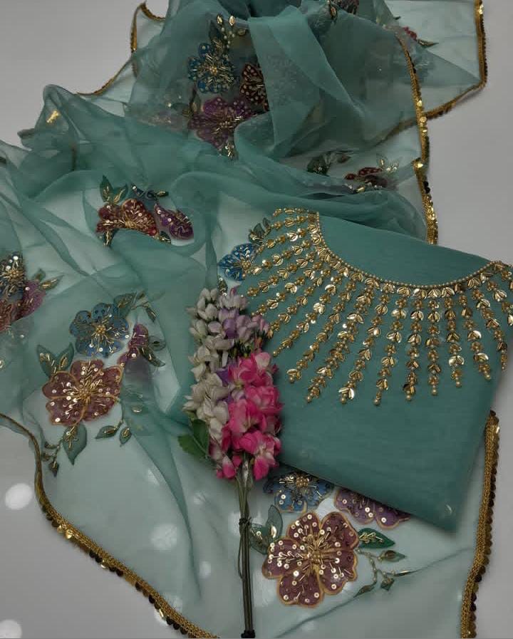 Handmade Stone Work HandPainted | Unstitched 2 Piece
