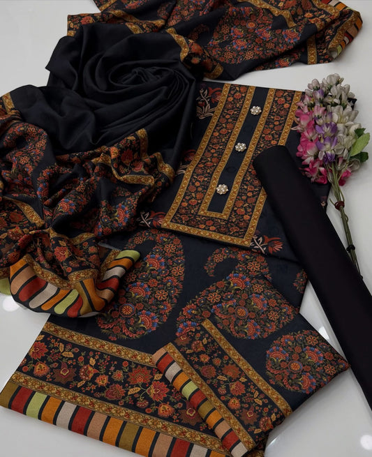 Kalamkari Print | Unstitched Shirt Dupatta Trouser 3 Piece