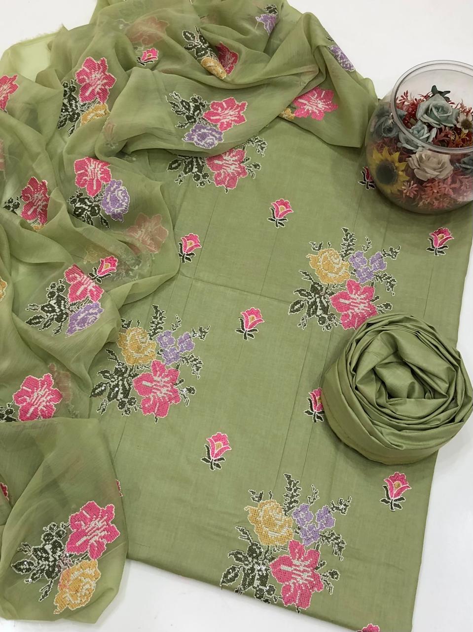 Cross Stitch Embroidery | Unstitched 3 Piece