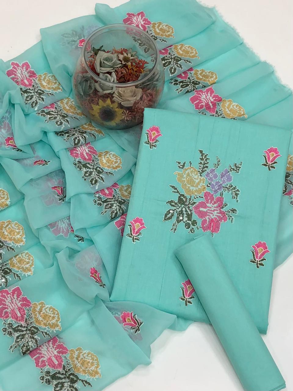 Cross Stitch Embroidery | Unstitched 3 Piece