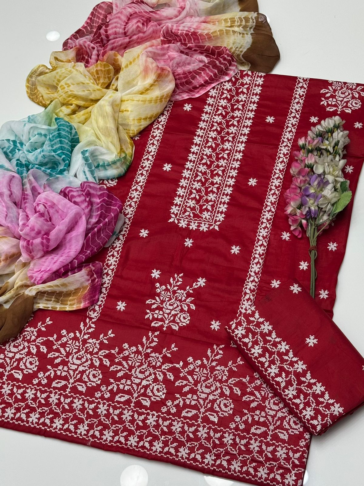 Cross Stitch White Embroidery | Unstitched 3 Piece