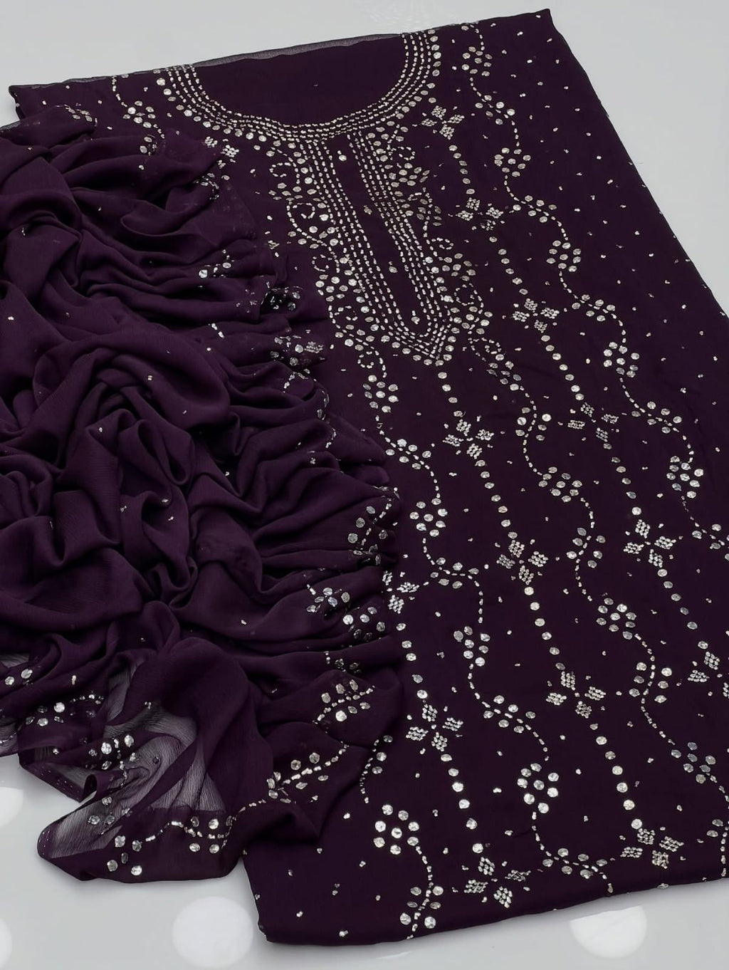 Heavy Mukesh | Unstitched Shirt Dupatta 2 Piece