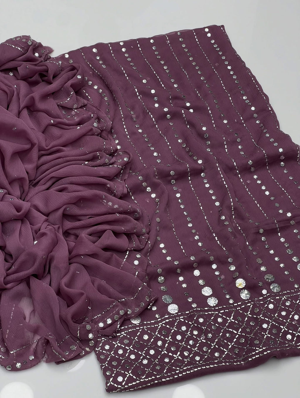 Dot Line Daman Mukesh | Unstitched Shirt Dupatta 2 Piece