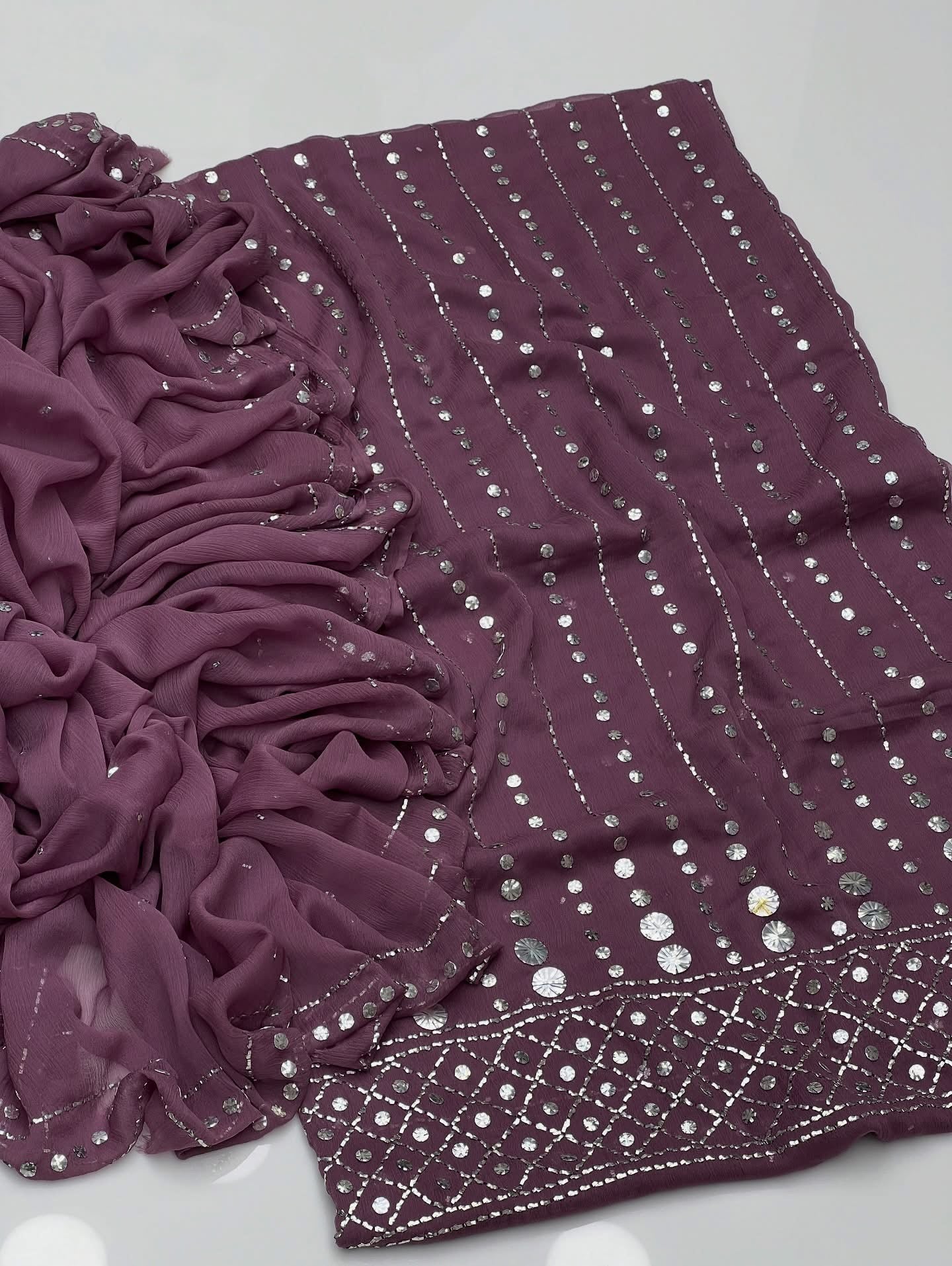 Dot Line Daman Mukesh | Unstitched Shirt Dupatta 2 Piece