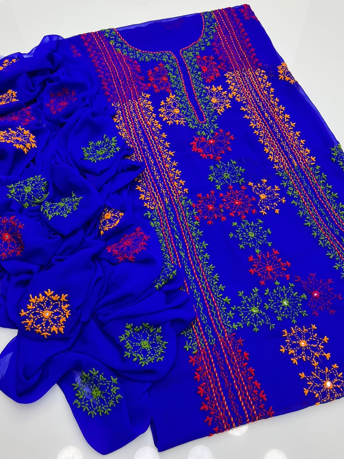 Afghani Tanka Embroidery | Unstitched Shirt Dupatta 2 Piece