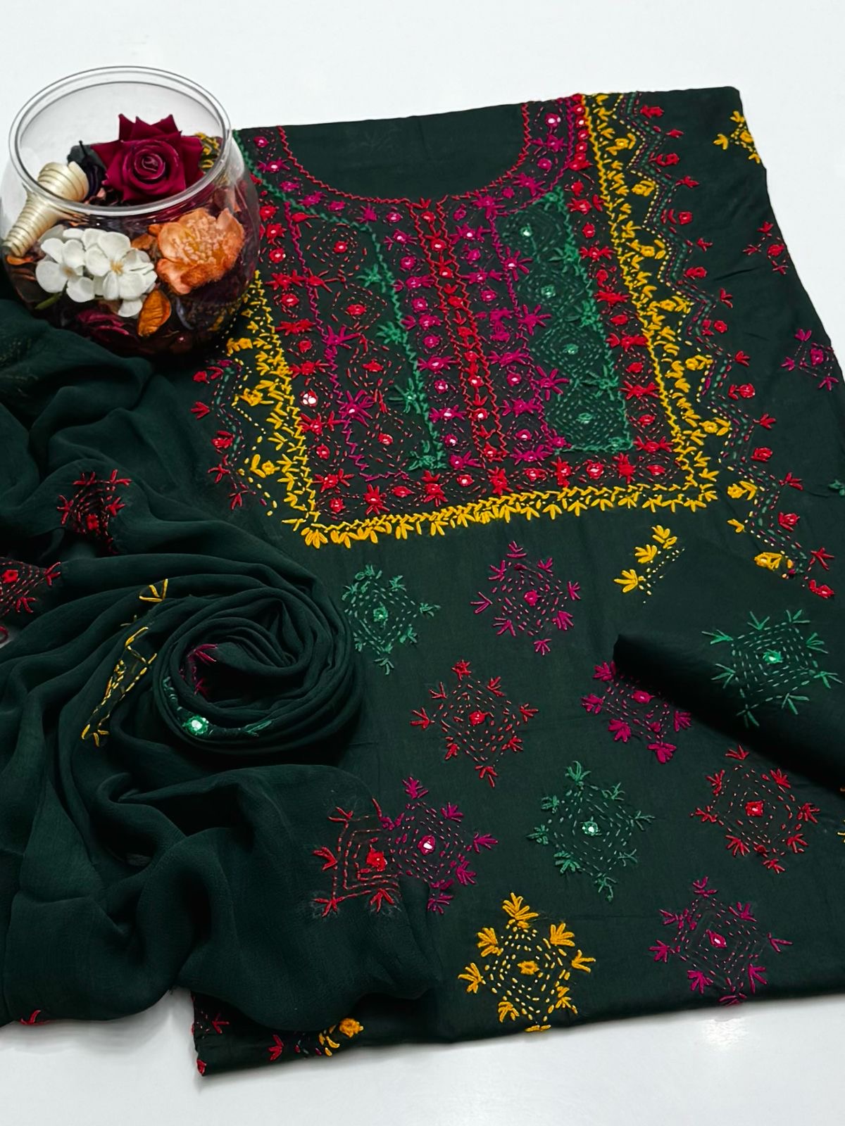 Multi Afghani Tanka Embroidered | Unstitched 3 Piece