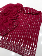 Dot Line Daman Mukesh | Unstitched Shirt Dupatta 2 Piece