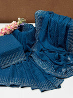 Sequence Pasting Stone Saree | Unstitched Blouse + Saree