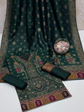 Pashmina Wool Jacquard | Unstitched Shirt Dupatta Trouser 3 Piece