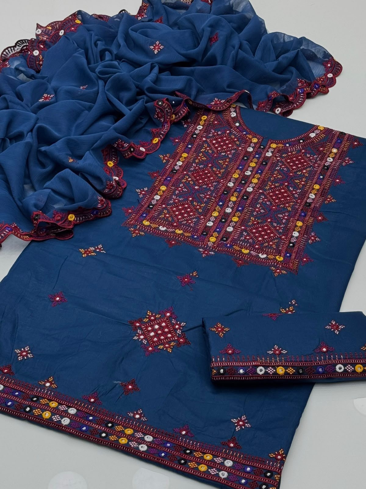 Balochi Embroidery 🧵 | Unstitched Shirt Dupatta Trouser 3 Piece