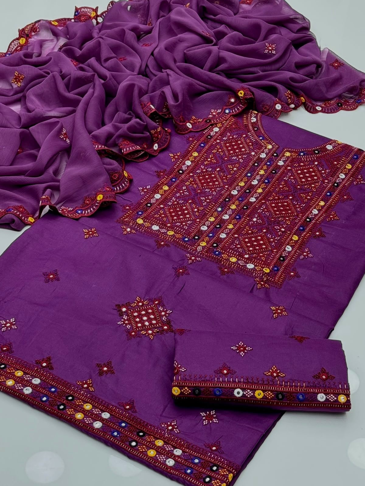 Balochi Embroidery 🧵 | Unstitched Shirt Dupatta Trouser 3 Piece
