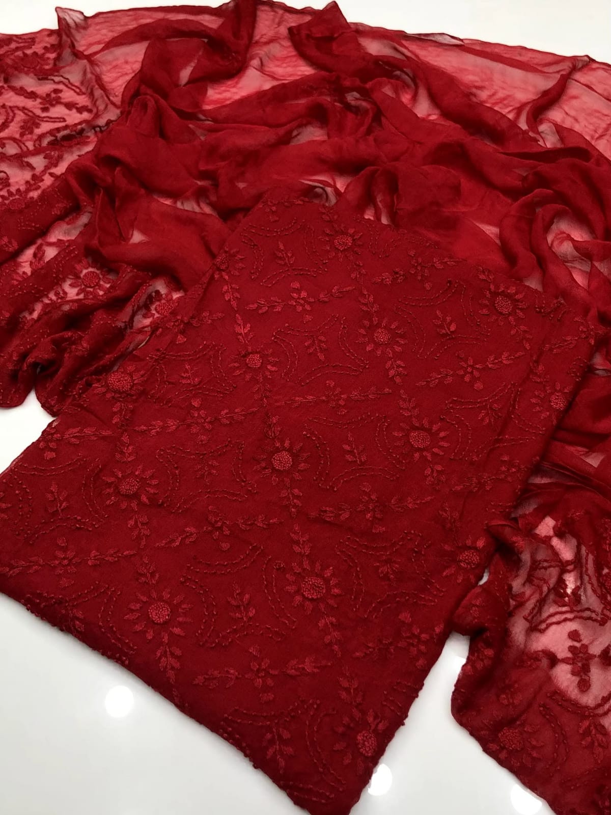 Pakka Boor Embroidery | Unstitched Shirt Dupatta 2 Piece