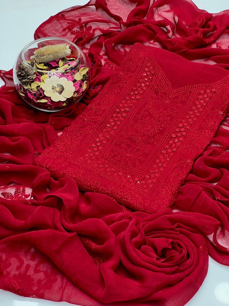 Shadow Mirror Work | Unstitched Shirt Dupatta 2 Piece