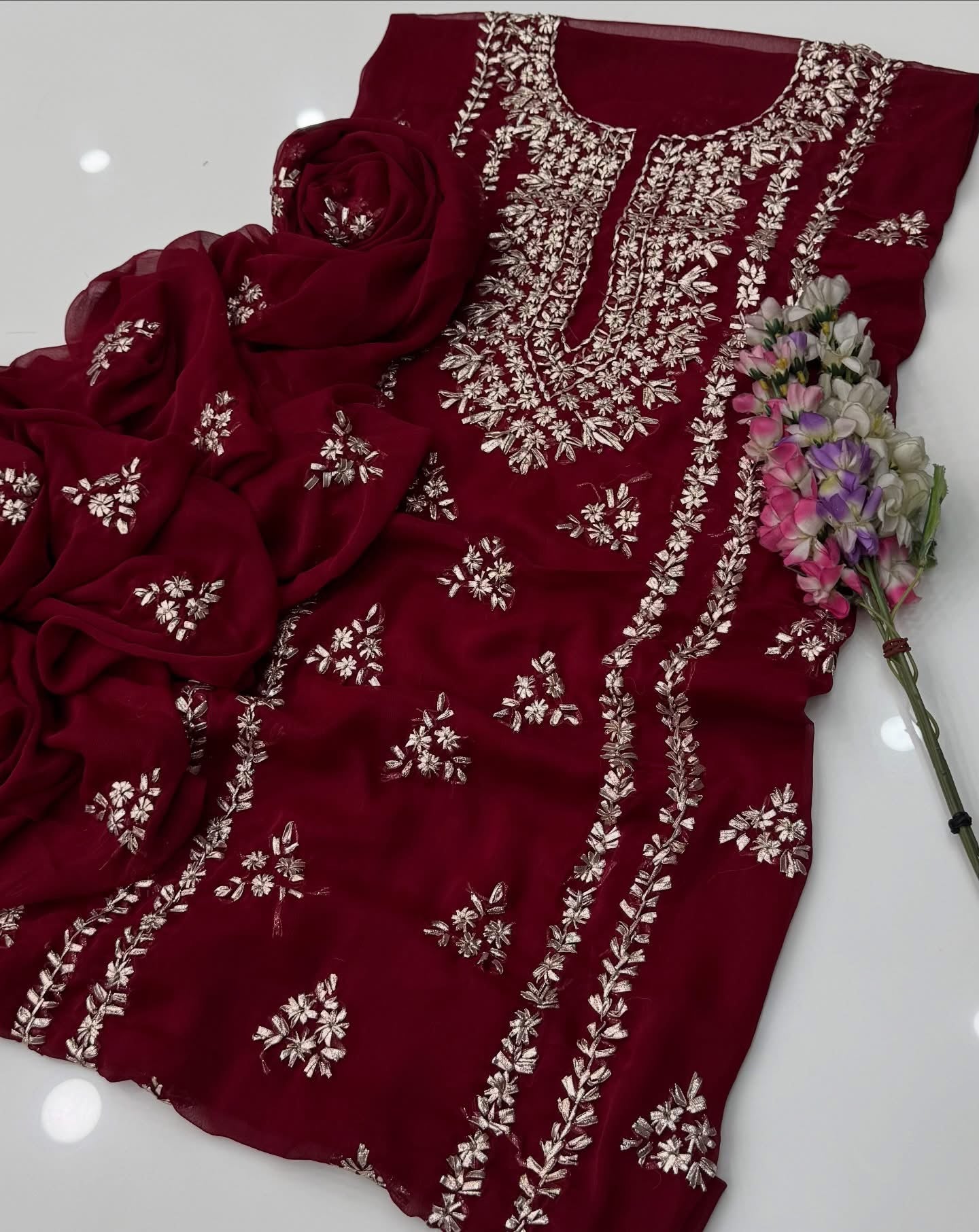 Gotta Kinari Work | Unstitched Shirt Dupatta 2 Piece