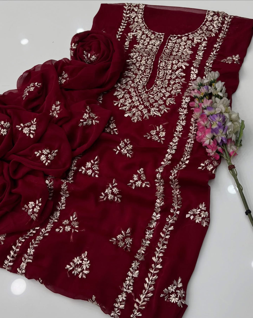 Gotta Kinari Work | Unstitched Shirt Dupatta 2 Piece