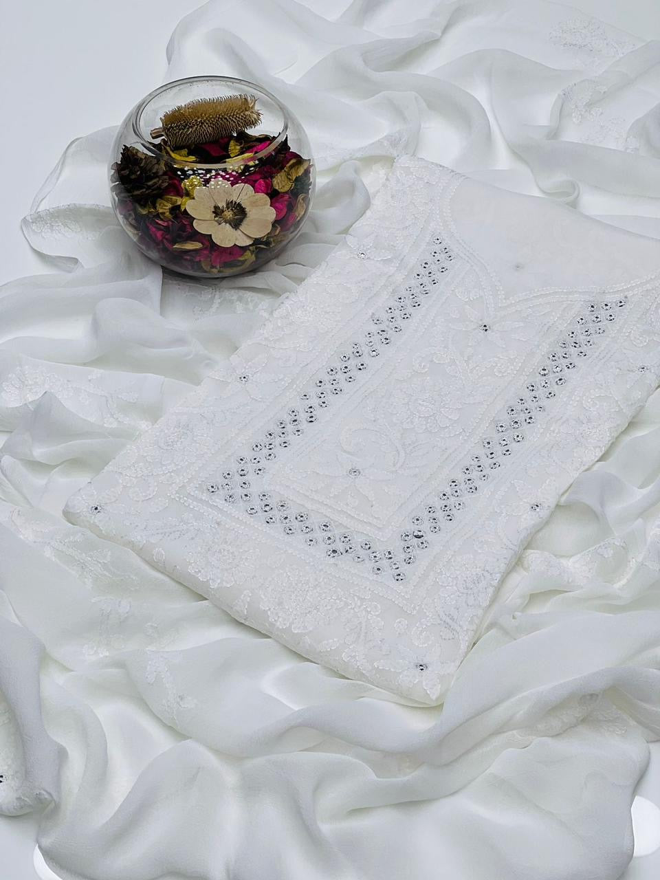 Shadow Mirror Work | Unstitched Shirt Dupatta 2 Piece