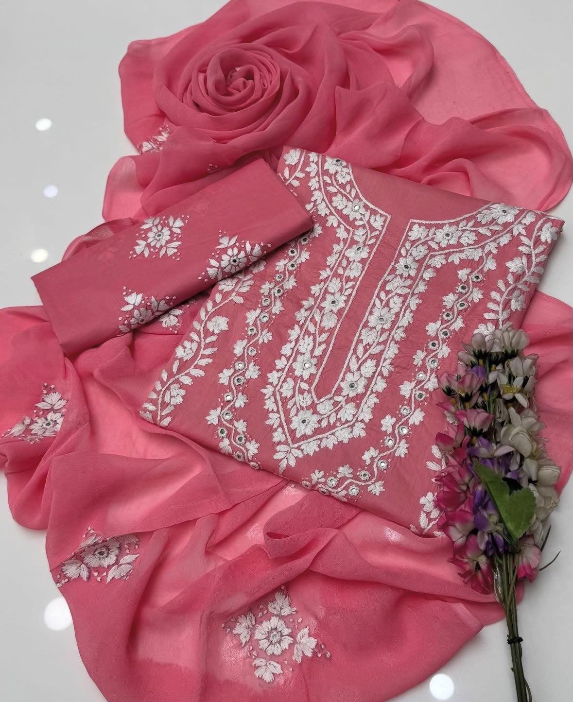 Pakka Tanka & Original Mirror Work | Unstitched 3 Piece