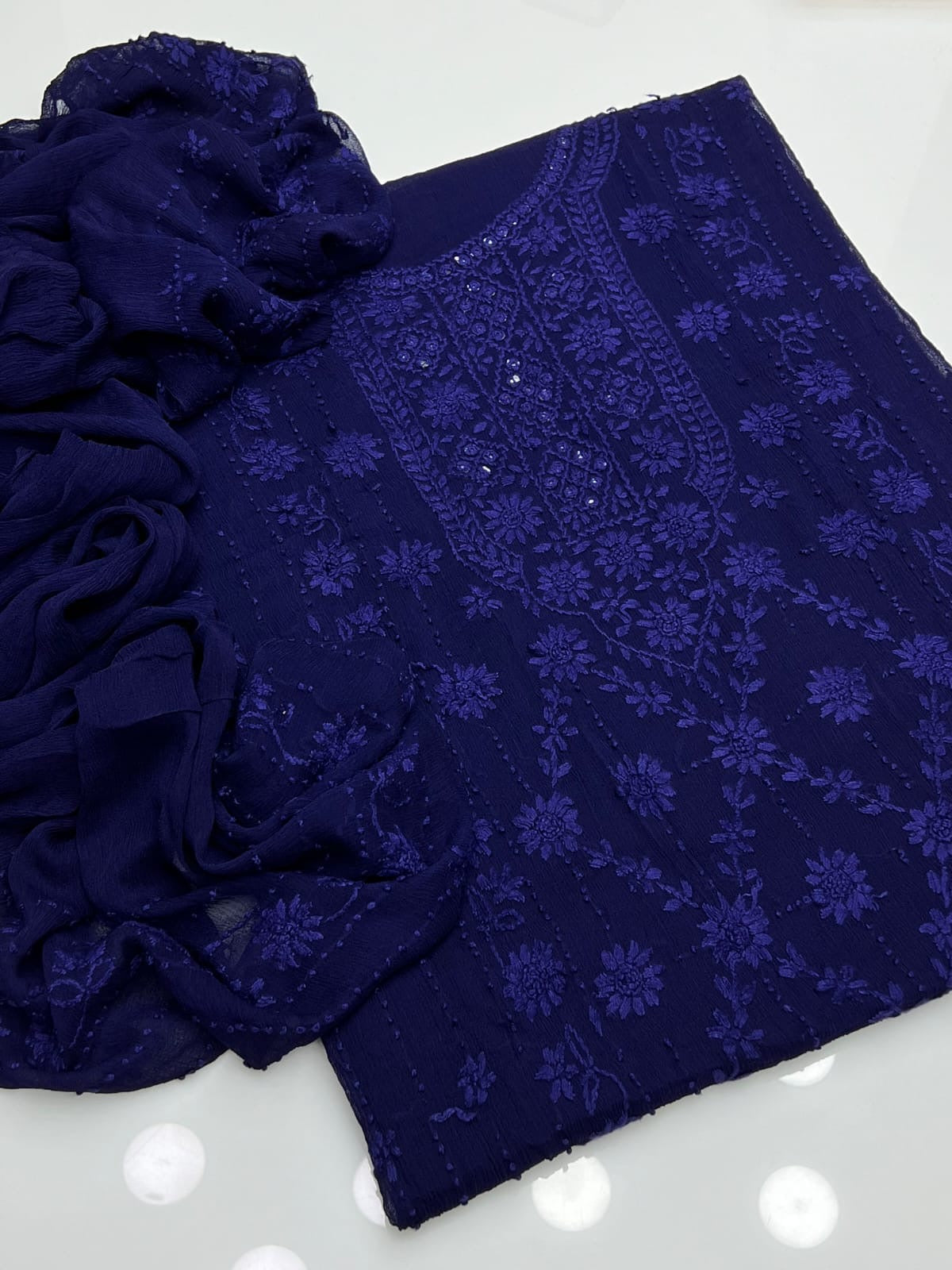 Pakka Boor Neck Mirror | Unstitched Shirt Dupatta 2 Piece