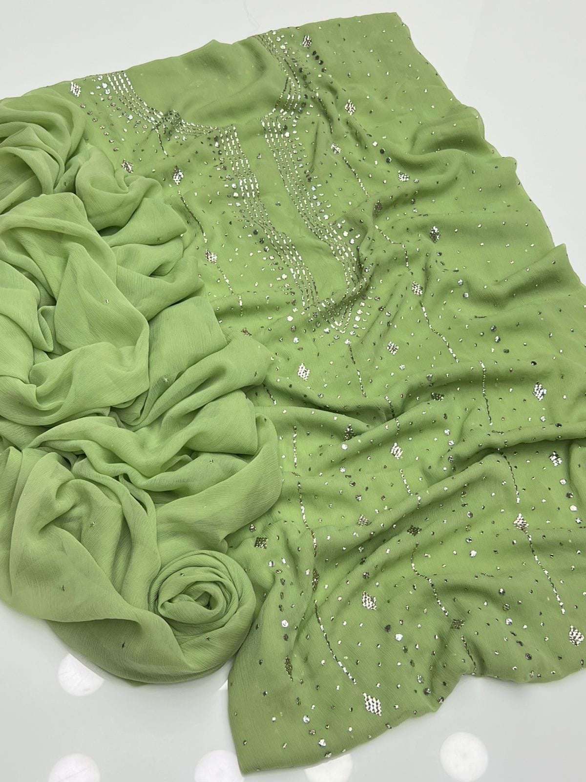 Heavy Panel Mukesh | Unstitched Shirt Dupatta 2 Piece