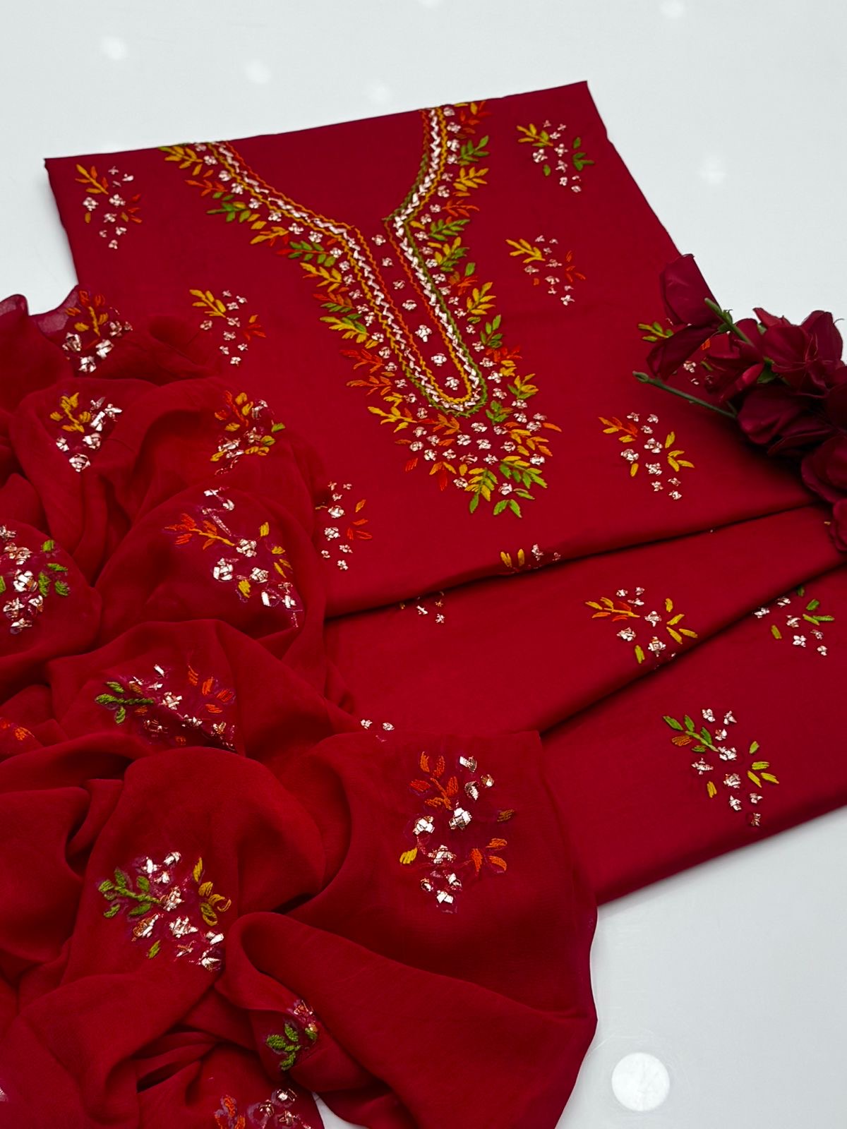 Thread & Gotta Work | Unstitched Shirt Dupatta Trouser 3 Piece