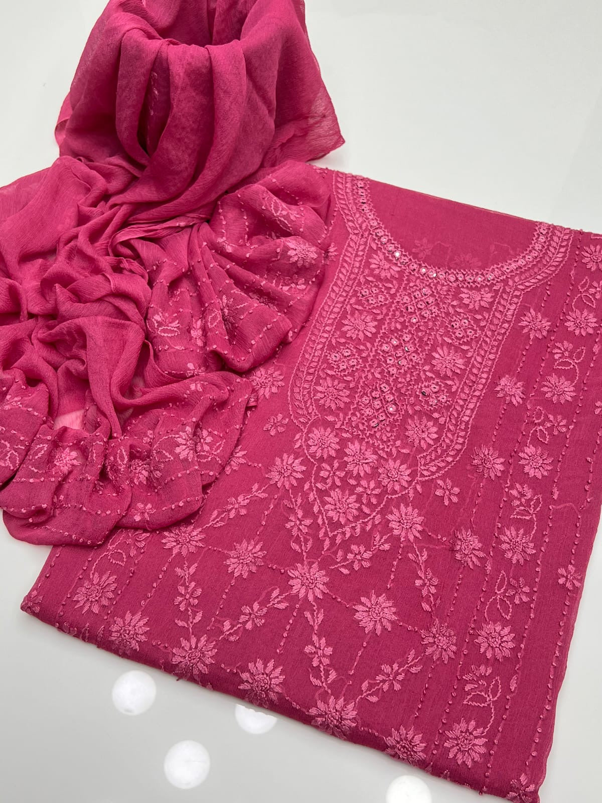 Pakka Boor Neck Mirror | Unstitched Shirt Dupatta 2 Piece