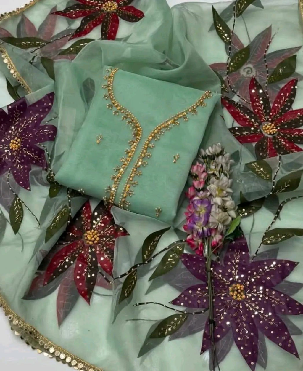 HandPainted Festive Wear | Unstitched Shirt Dupatta 2 Piece