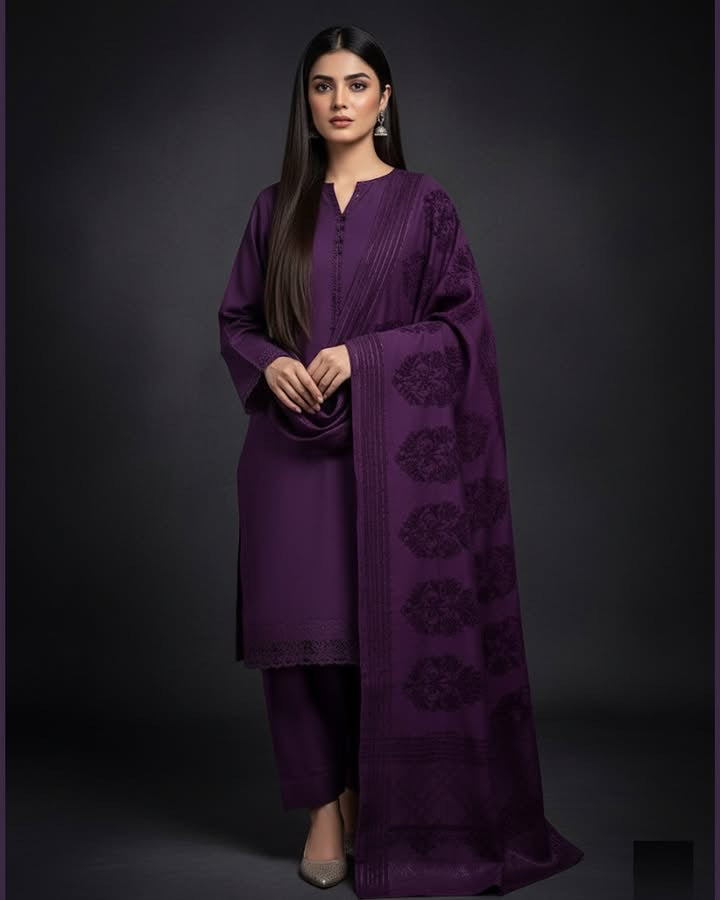 Peach Leather | Unstitched Shirt Dupatta Trouser 3 Piece