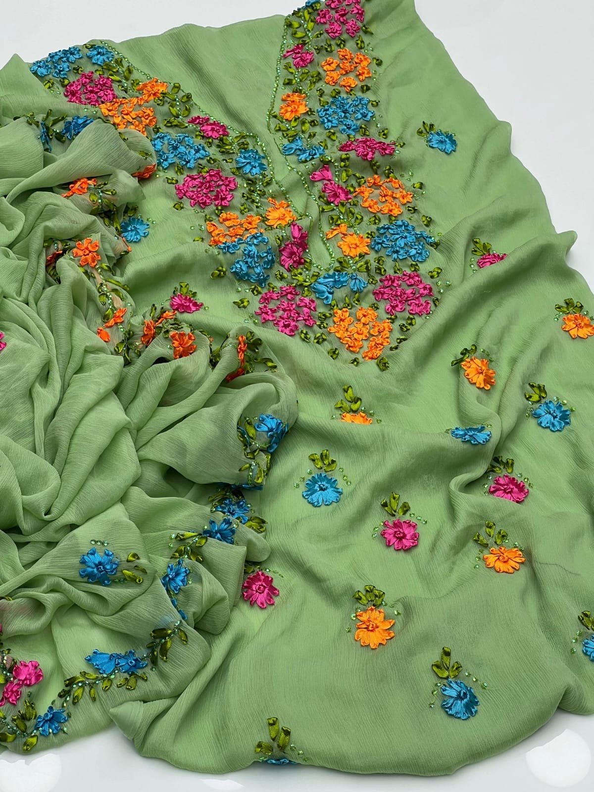 Ribbon Work | Unstitched Shirt Dupatta 2 Piece