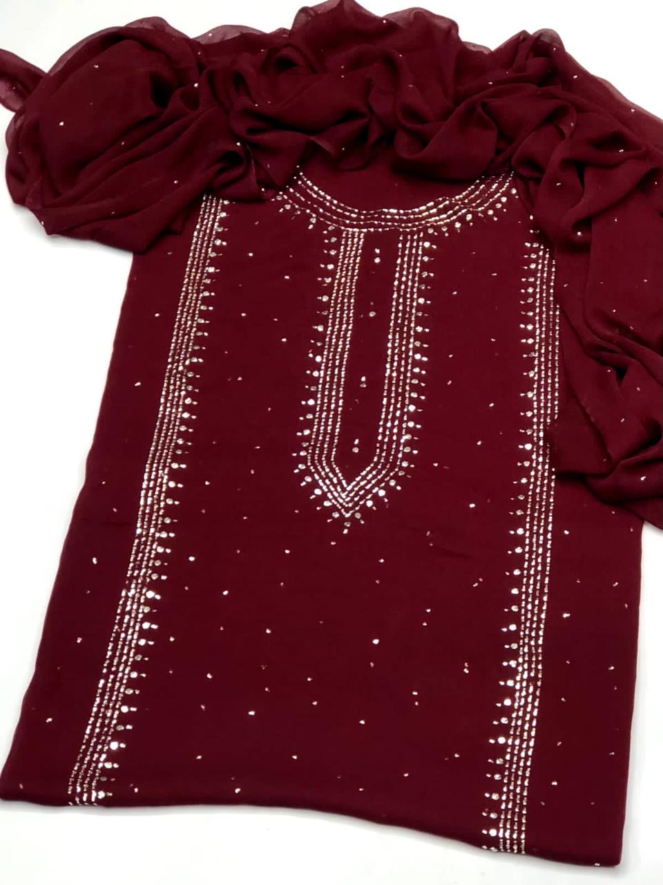 Kurta Style Mukesh Work | Unstitched Shirt Dupatta