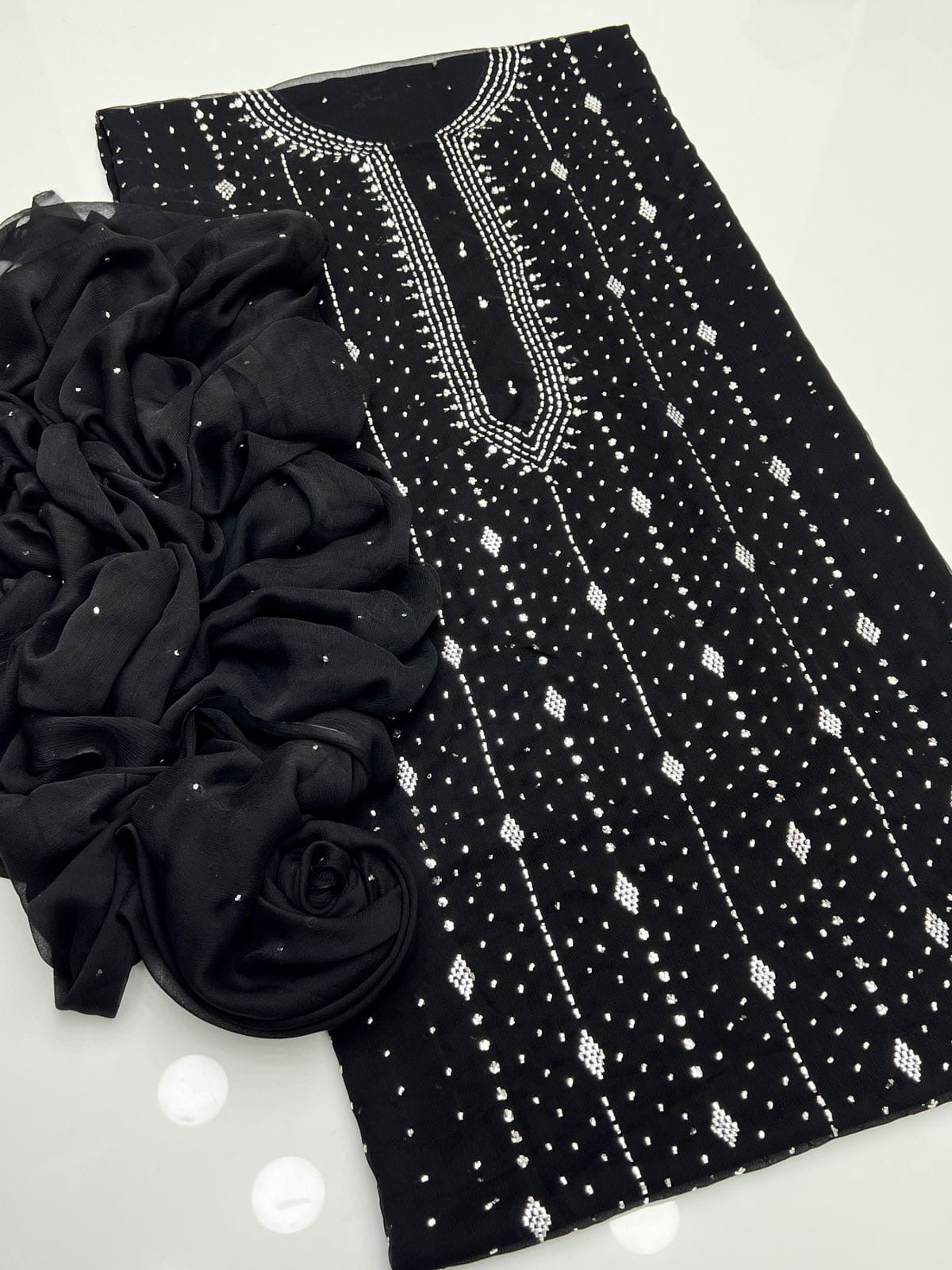 Heavy Panel Mukesh | Unstitched Shirt Dupatta 2 Piece