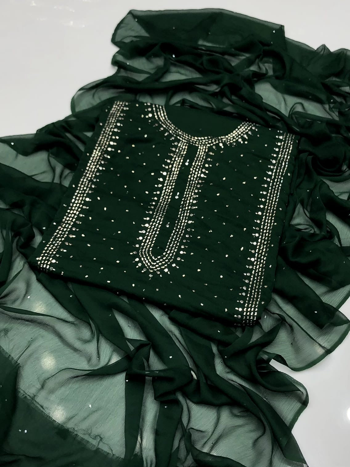 Kurta Style Mukesh Work | Unstitched Shirt Dupatta