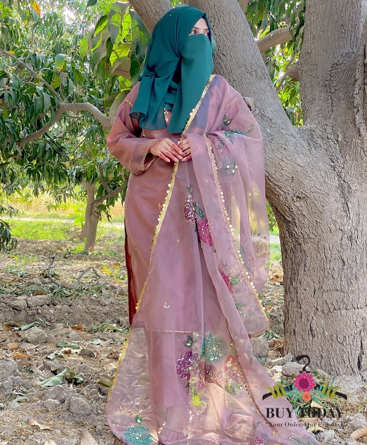 HandPainted Festive Wear | Unstitched Shirt Dupatta 2 Piece