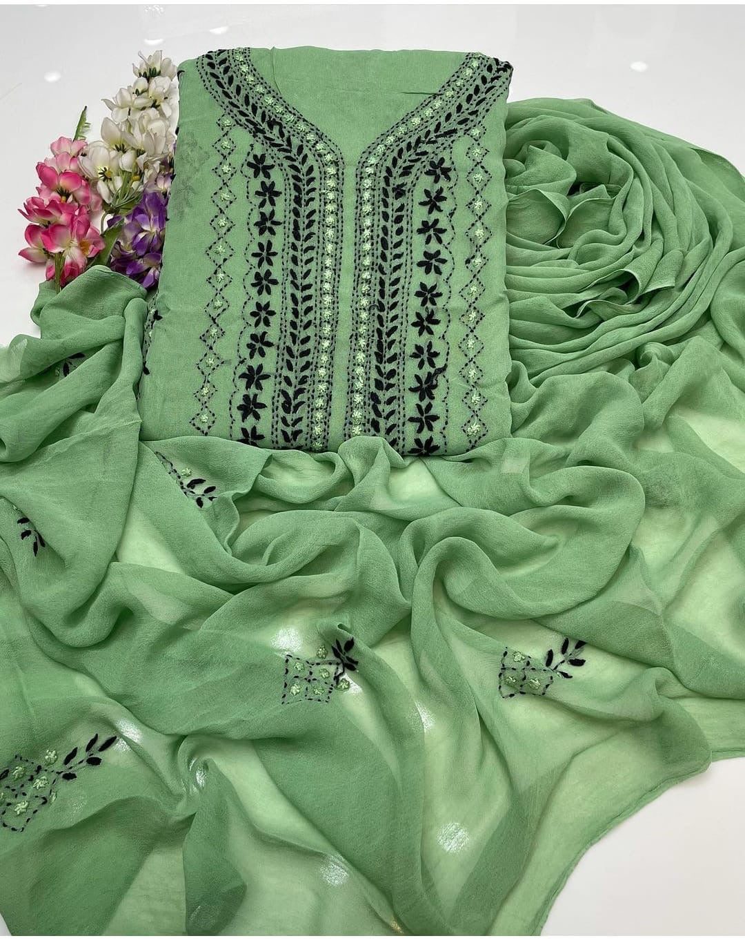 Pakka Tanka Embroidery | Unstitched Shirt Dupatta 2 Piece