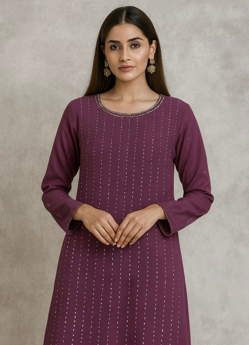 Dot Line Daman Mukesh | Unstitched Shirt Dupatta 2 Piece