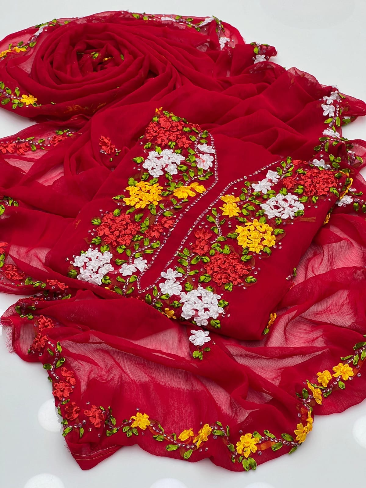 Ribbon Work | Unstitched Shirt Dupatta 2 Piece