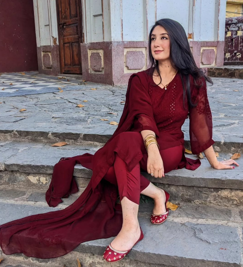 Shadow Mirror Work | Unstitched Shirt Dupatta 2 Piece